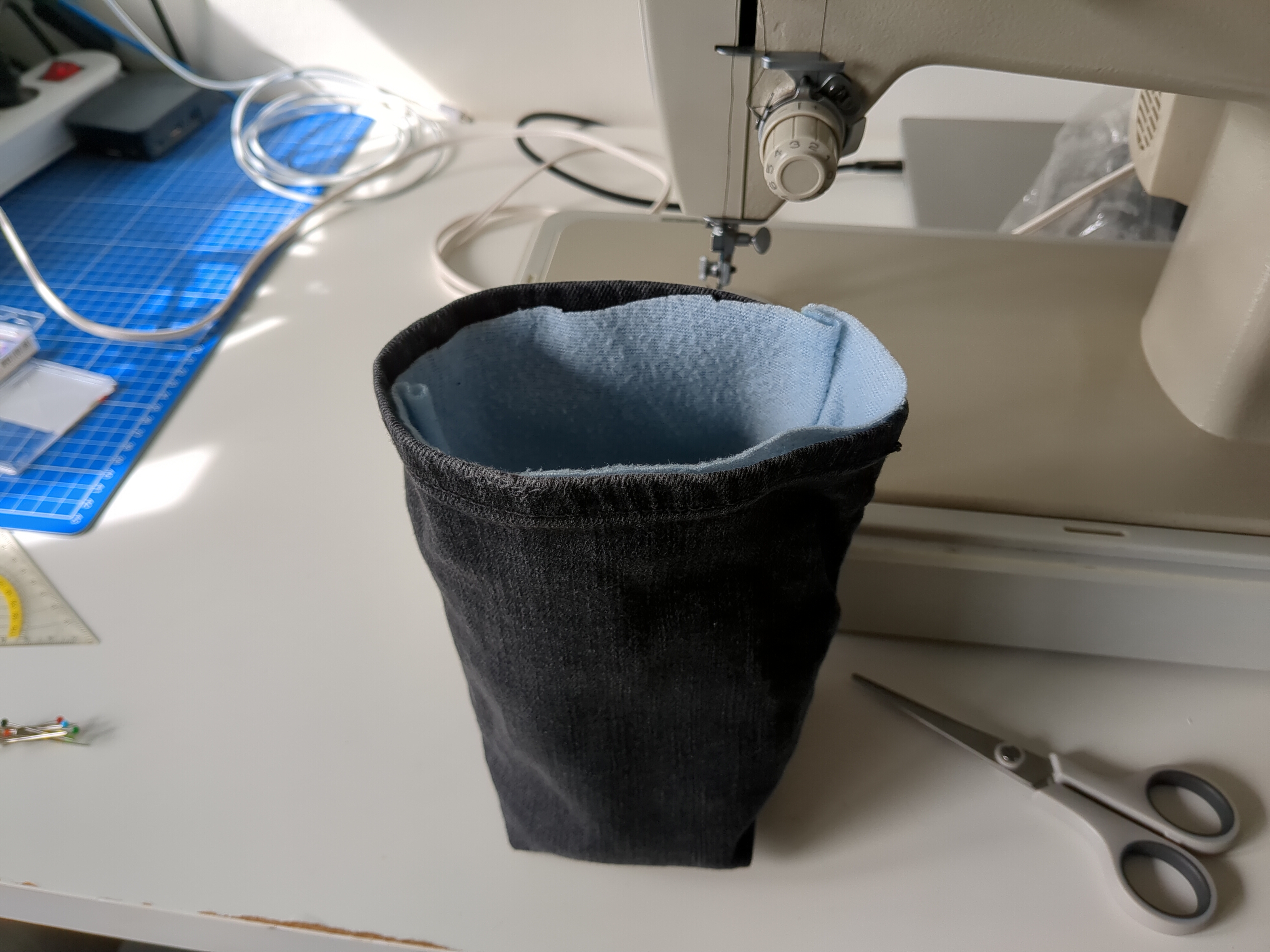 The shell and lining together, but not yet stitched